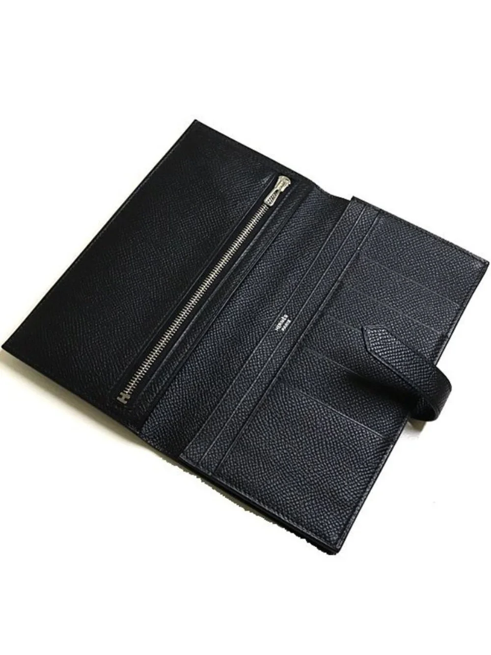 Hermes Bearn Soufflet Monochrome Wallet Veau Madame So Black